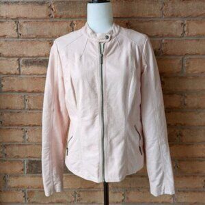 Reitman's faux leather pale baby pink moto jacket